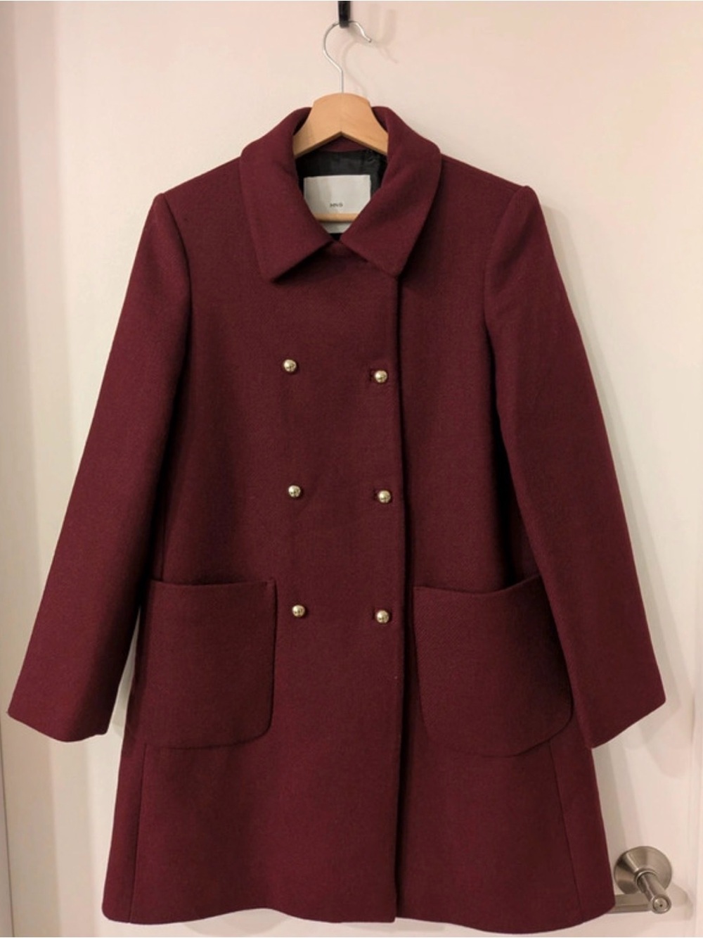 Mango 50% wool jacket. Gorgeous wine color.